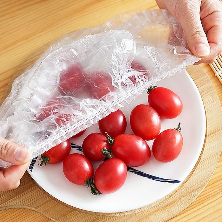 100Pcs Disposable Plastic Bag Food Cover Wrap Elastic Food Bag