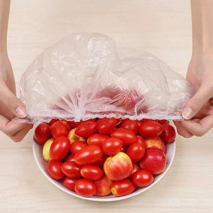 100Pcs Disposable Plastic Bag Food Cover Wrap Elastic Food Bag